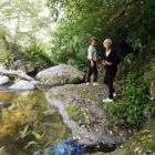 Sisters Viv Roberts and Rachel Wightman explore the Crystal Falls area, at Waipori Falls. PHOTO:...