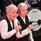 Topp Twins Dames Lynda (left) and Jools perform at the Fifa Fan Festival yesterday.