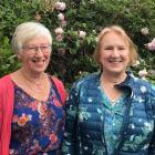 Heritage Roses Otago convener Fran Rawling (left) and Australian garden writer Deryn Thorpe in...
