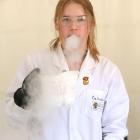 Callista Booth-Richards, 20, demonstrates liquid nitrogen cheese puffs at the Chemistry Students...
