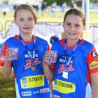 Alba Ritchie, 8 (left), and Annabelle Smith, 8, both of Dunedin, relax after the race. PHOTOS:...