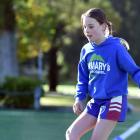 Billie Meddings, 10, of St Mary’s School, tries out some football skills. PHOTOS: PETER MCINTOSH