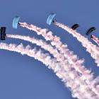 Kiwi Blue parachutists from the RNZAF parachute support and training unit put on a display at...