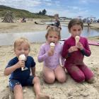 Summer treat ... Cousins (from left) Gus Ryan, 2, Frankie Ryan, 3, and Finlay McDiarmid, 6, enjoy...