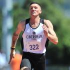 Zed Osten competes in the 50 mens 100m final, during the Otago-Southland combined athletics...