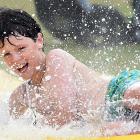 Harry Wingfield, 9, of Dunedin, tries out the slide. PHOTOS: PETER MCINTOSH