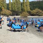 Teams finish the water section of the race at Dublin Bay. PHOTOS: RAWAN SAADI