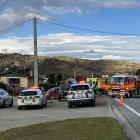 Emergency services on scene after today's crash in Roxburgh. Photos: Julie Asher