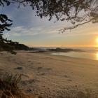 Sunrise off the Otago coast, seen from Brighton, looking north towards St Clair with White Island...