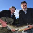 Sawyers Bay Salmon Hatchery manager Roger Bartlett (left) and Dunedin Community Salmon Trust...