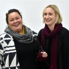 Visiting Maori artists and academics Elisapeta Heta (left)  and Taarati Taiaroa at the Blue...