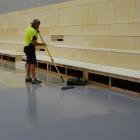 The sixth and final layer of floor coating on the indoor sports hall in Wanaka's new recreation...