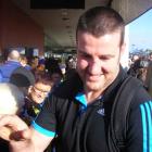 Alex Ainley  works his way through the crowd.