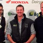 2013 Otago Dairy Trainee of the Year Ben Sanders (25), of Clinton (centre) with second-placed...