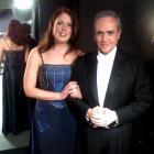 Former Dunedin singer Anna Leese and tenor Jose Carreras backstage at Newcastle's Sage theatre. 