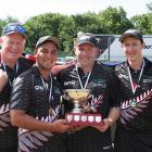 The New Zealand team of (from left) Paul Girdler (skip), Shannon McIlroy, Mike Nagy and Andrew Kelly that won the fours title at the Asia and Pacific championships in Christchurch. PHOTO: BOWLS NZ