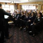 National leader John Key addresses the party's southern region conference in Dunedin last...