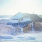 Antarctic winds whip up snow at Scott's Cape Evans hut, where restoration work has just started....