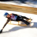 Josh Fogo (10), of Naseby, takes a sharp turn during a Luge training camp at Naseby on Wednesday....