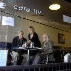 Cafe 119 stalwarts Bert Nisbet (left) and Graeme Weir (right) are served their last orders by...