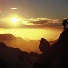 Climbers at  Kaipo Wall, New Zealand's largest rock face,  in the Darran Mountains, Fiordland,...