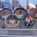 Former QRC student Makoto Bruderer (inside the red Olympic ring), of Switzerland,  with  other...