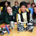 From left, Columba College pupils Amy Anderson (18), Tunan Pan (17), Anna Fields (17), Lee White ...