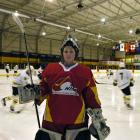 Jaimee Wood warms up before the Chinese men's team played Australia in last night's Winter Games...