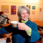 Judge Kim Pieters with a deerskin-covered tea set, Deer It Is, by Christchurch artist Tony...