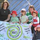 Protesting the Government's budget cuts to early childhood education are (from left) Dunedin...
