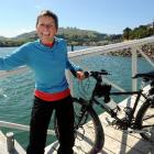 Scottish cyclist Pauline Symaniak, from Portobello,  Edinburgh, arrives at Portobello, on the...