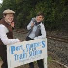 "Stationmasters" Sarah Orchard (left) and Joe MacDonald get ready for Port Chalmers commuters...