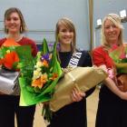 Winner of the Miss Merino Wool Princess competition Anna Parsons (centre) with first runner-up ...