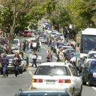 A busy George St yesterday. Photo by Jane Dawber.