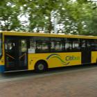 A city bus passes through the Octagon in Dunedin. Photo from ODT Files.