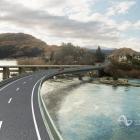 A computer generated image of the proposed new two-lane bridge at Kawarau Falls - with  the...