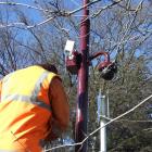 A contractor from Wellington company I-See installs one of 10  CCTV cameras in Queenstown last...