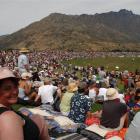 A large crowd enjoys the entertainment at a one day international between New Zealand and...