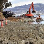 A motorist navigates Portobello Rd as contractors continue work to widen a 1.4km section of the...