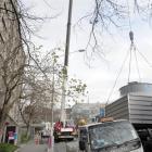 A new cooling tower is lifted into place on top of Dunedin Hospital yesterday. Photo by Craig...