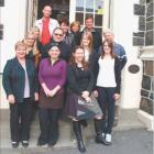 Pictured on the Fortune Theatre steps are (back from left) Else Besuijen, Matt Best, Janice...