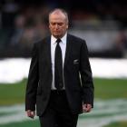 A sombre All Black coach Graham Henry looks on during the Tri-Nations clash between New Zealand...