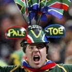 A South Africa Springboks supporter poses for a picture before their Rugby World Cup Pool D match...