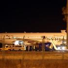 A Syrian passenger plane which was forced to land sits at Esenboga airport in Ankara, Turkey....