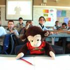 A trusted friend ... Jones the Monkey with the Terrace School's room three pupils in Alexandra....