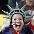 A US fan cheers before the start of the Rugby World Cup Pool C match between Australia Wallabies...