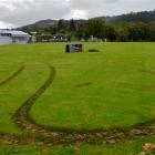 A vehicle caused this damage at Opoho Park, Dunedin, early  yesterday. Photo by Gerard O'Brien.