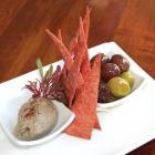 Carrick Winery Restaurant's beetroot lavish bread with mushroom pate. Photo by Lynda van Kempen.
