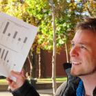 Aaron Thomson holds up the results of a three-year survey which shows one reason students get...