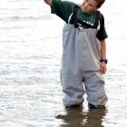 Abraham MacCormick (12) with a  freshwater crayfish.